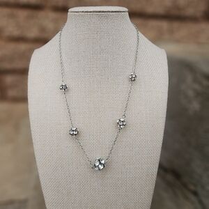 American Eagle Outfitters Silver Necklace with Floral Accents